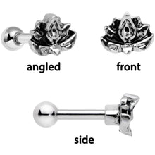 16G 1/4 Clear Gem Lotus Flower Black Cartilage Tragus Earring Set of 3