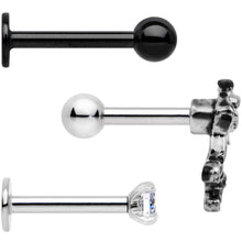 16G 1/4 Clear Gem Springtime Cartilage Tragus Earring Set of 3