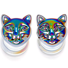 Aurora Black Glass Kitty Cat Double Flare Plug Set 6mm to 25 mm