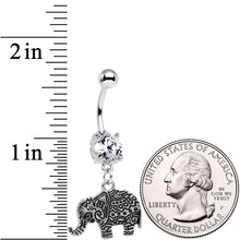 Clear CZ Gem Baroque Geometric Designs Elephant Dangle Belly Ring