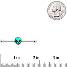 14G Iridescent Alien Face Industrial Barbell 38mm