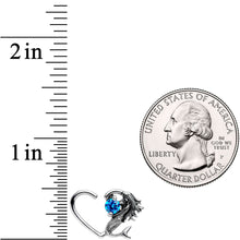 16G 3/8 Blue CZ Gem Mermaid Treasure Left Heart Closure Ring