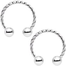 14G 1/2 9/16 Blue Seashell Twisted Horseshoe Nipple Jewelry Set
