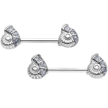 14G 1/2 9/16 Seashell Twisted Horseshoe Nipple Jewelry Set
