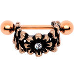 16G 1/2 Clear Gem Rose Gold Tone Flower Cuff Cartilage Earring