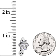 Clear CZ Gem Pretty Posy Flower Top Mount Belly Ring