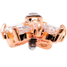 14G Clear CZ Gem Ice Princess Rose Gold Tone Dermal Anchor Top