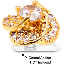 14G Clear CZ Gem Roses Romance Gold Tone Dermal Anchor Top