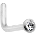 18G Grade 23 Titanium Press Fit CZ Micro Ball L Shaped Nose Ring