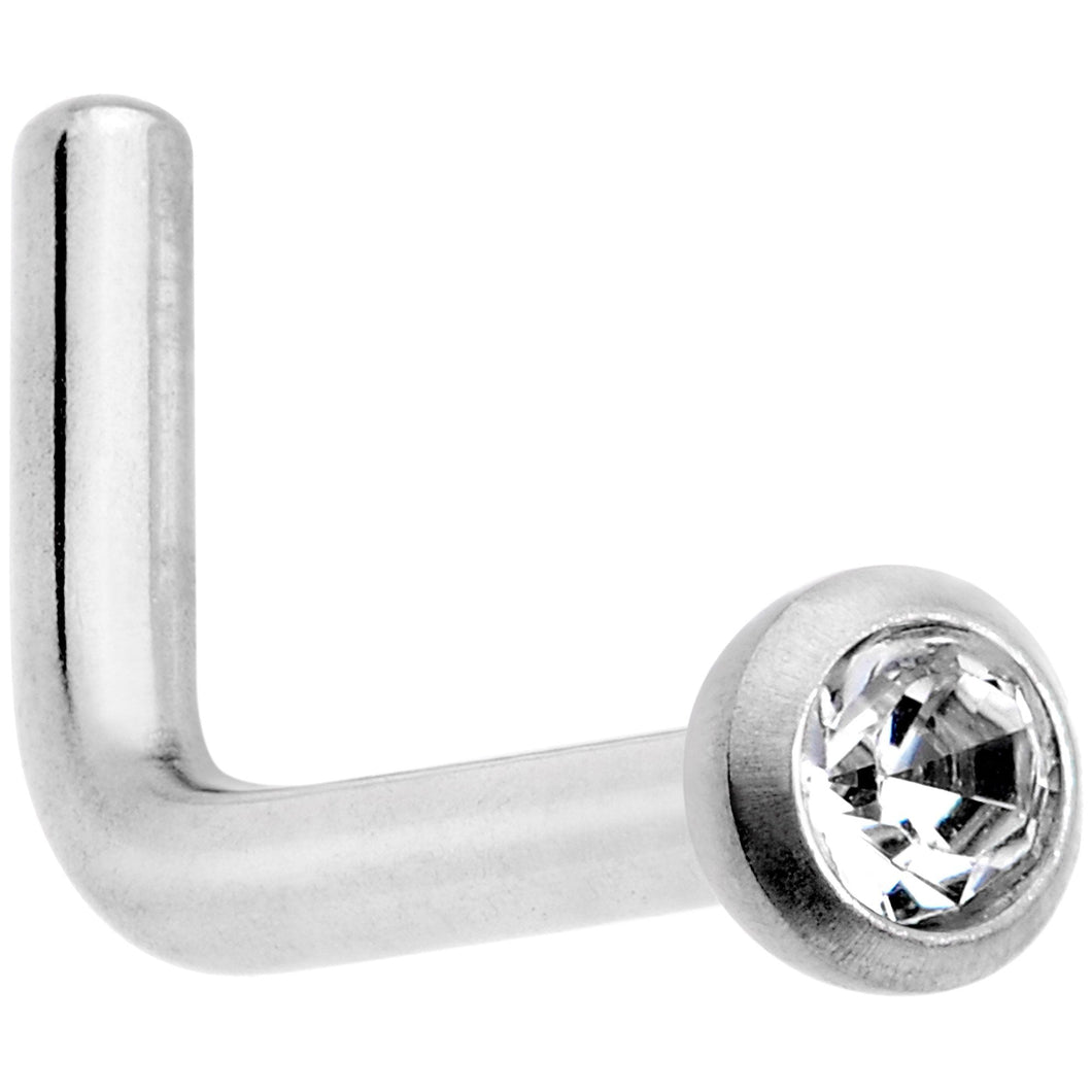 18G Grade 23 Titanium Press Fit CZ Micro Ball L Shaped Nose Ring