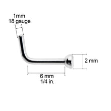 18G Grade 23 Titanium Press Fit CZ Micro Ball L Shaped Nose Ring