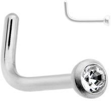20G G23 Titanium Press Fit Clear CZ Micro Ball L Shaped Nose Ring