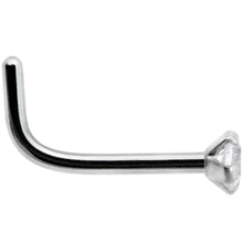18G 1/4 Clear 2mm CZ Gem Grade 23 Titanium L Shaped Nose Ring