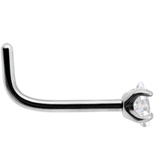 20G Clear 2mm CZ Gem Grade 23 Titanium Rhombus L Shaped Nose Ring