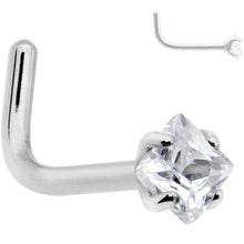 20G Clear 2mm CZ Gem Grade 23 Titanium Rhombus L Shaped Nose Ring