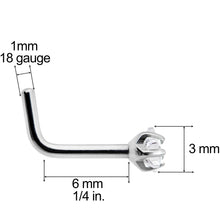 18G Clear 3mm CZ Star Gem Grade 23 Titanium L Shaped Nose Ring