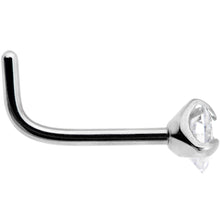 20G Clear 3mm CZ Heart Gem Grade 23 Titanium L Shaped Nose Ring