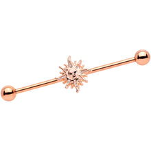 14G Rose Gold Tone Happy Sun Industrial Barbell 38mm