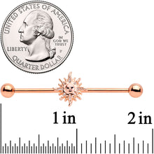 14G Rose Gold Tone Happy Sun Industrial Barbell 38mm