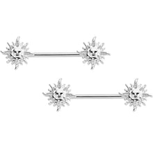 14G 5/8 Glitter Inlay Sunshine Barbell Nipple Ring Set