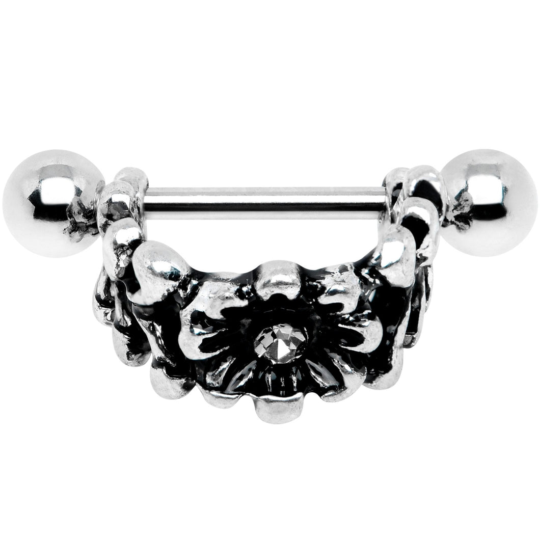 16G 3/8 Clear Gem Floral Wreath Cuff Cartilage Earring