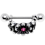 16G 3/8 Pink Gem Floral Wreath Cuff Cartilage Earring