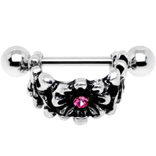 16G 3/8 Pink Gem Floral Wreath Cuff Cartilage Earring