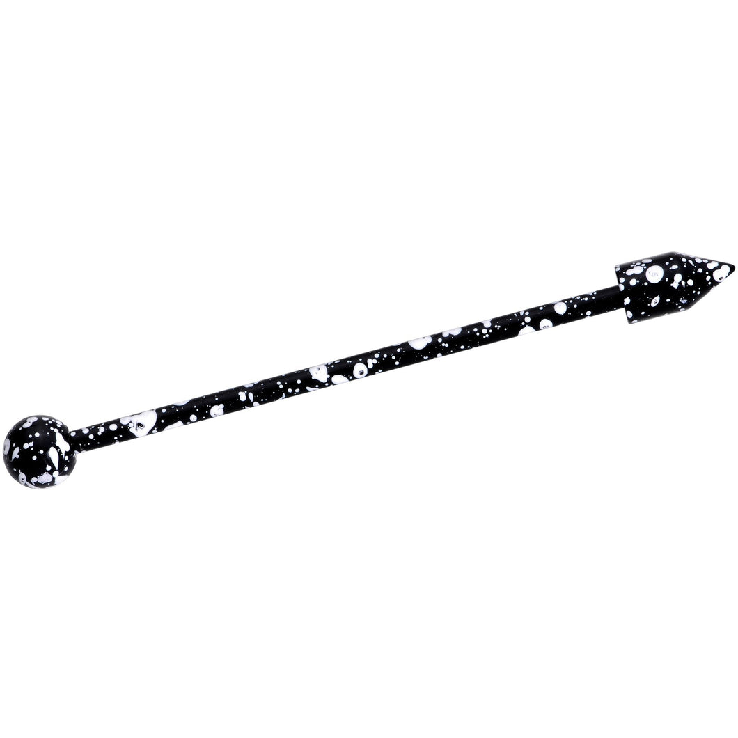 14G Black White Make A Point Industrial Barbell 38mm