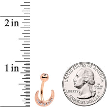 Clear CZ Gem Rose Gold Tone Crescent Moon Belly Ring