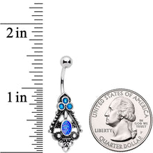 Blue Faux Druzy Baroque Teardrop Dangle Belly Ring
