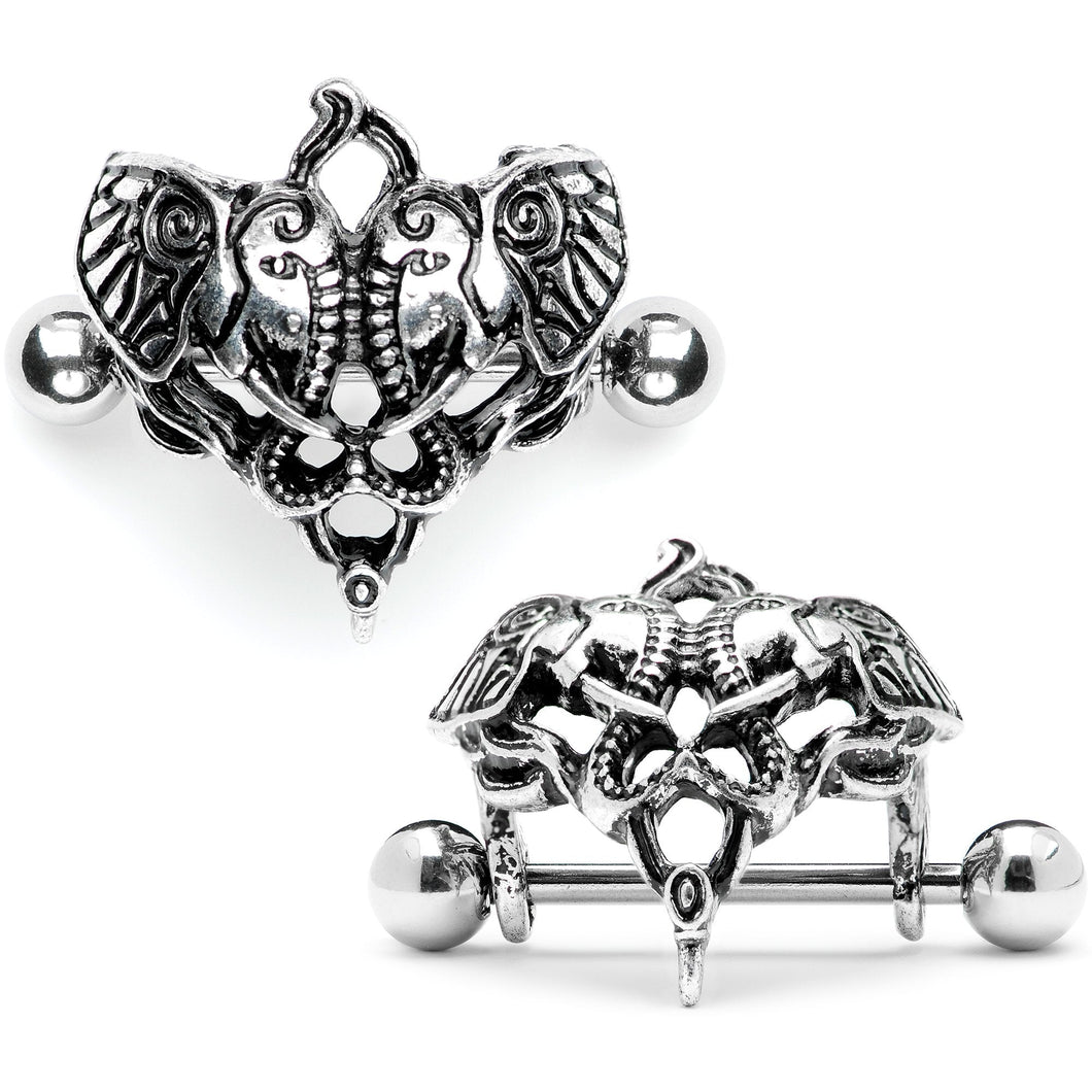 14G 9/16 Dueling Elephants Nipple Shield Set