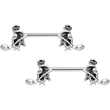 14G 9/16 Hamsa Hand Flower Barbell Nipple Ring Set