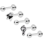 16G 5/16 Clear Gem Lotus Flower Elephant Cartilage Tragus Earring Set