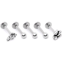 16G 5/16 Clear Gem Lotus Flower Elephant Cartilage Tragus Earring Set
