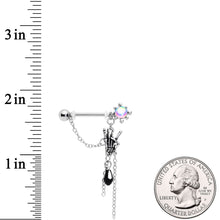 9/16 Black Gem Skeleton Heavy Metal Dangle Barbell Nipple Ring Set