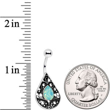 Green Faux Opal Baroque Openwork Elegance Teardrop Belly Ring
