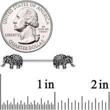 14G 9/16 Ornate Pattern Elephant Barbell Nipple Ring Set