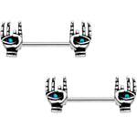 14G 9/16 Synthetic Opal Hamsa Barbell Nipple Ring Set