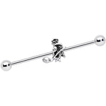 14G Sacred Hamsa Hand with Flower Industrial Barbell 38mm