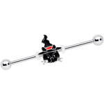 14G Halloween Witch Way Black Cat Barbell Industrial 38mm