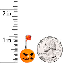 Orange Gem Scary Halloween Jack O Lantern Belly Ring