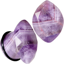 Purple Amethyst Faceted Single Flare Plug Set 6mm to 25mm Sizes