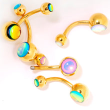 Iridescent Gem Gold Tone Captivating Colors Belly Ring Set Of 5