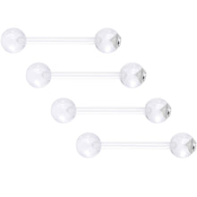 Clear Gem Clear Acrylic Barbell Tongue Ring Set of 4
