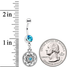 Blue Gem Mind Bending Mandala Dangle Belly Ring