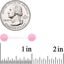 Flexible Acrylic Iridescent Pink Disco Ball Barbell Tongue Ring