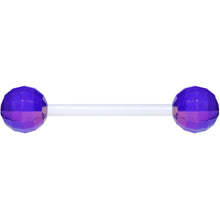 Flexible Acrylic Iridescent Purple Disco Ball Barbell Tongue Ring