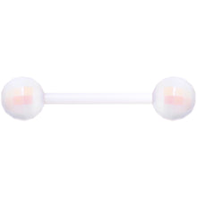 Flexible Acrylic Iridescent White Disco Ball Barbell Tongue Ring