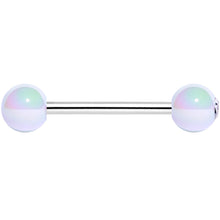 Clear Gem White Pink Pearlescent Barbell Tongue Ring