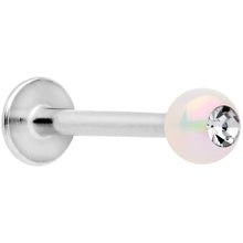 16G 3/8 Clear Gem White Pearlescent Labret Monroe Tragus